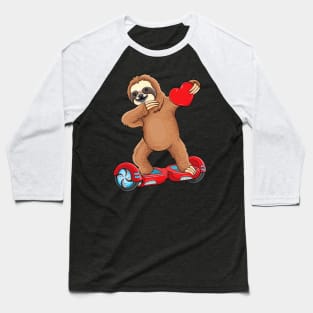 Dabbing Sloth Riding hoverboard Kids Skater Valentines Day Baseball T-Shirt